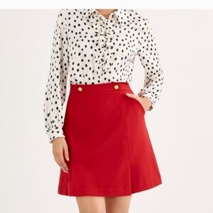 Cabi Broadcast Skirt A Line Mini Pockets Red Fitted At The Waist  6 nwt